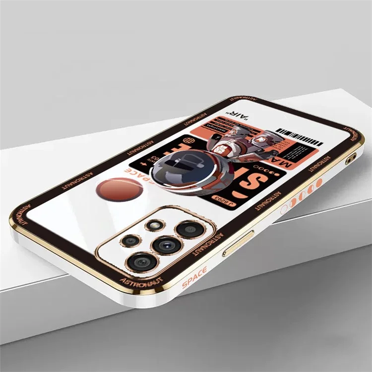 RZANTS Para Samsung Galaxy A13 4G Capa de Telefone de Revestimento Eletroplanejado Padrão de Astronauta TPU Caso de Smartphone - Branco