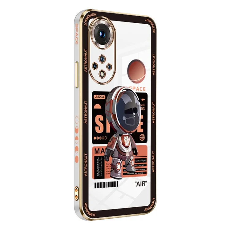RZANTS Electroplating TPU Phone Case for Honor 50 , Spaceman Pattern Mobile Phone Cover - White