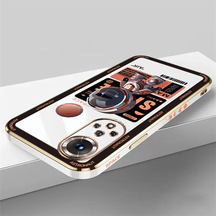 RZANTS Electroplating TPU Phone Case for Honor 50 , Spaceman Pattern Mobile Phone Cover - White