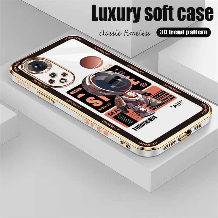 RZANTS Electroplating TPU Phone Case for Honor 50 , Spaceman Pattern Mobile Phone Cover - White