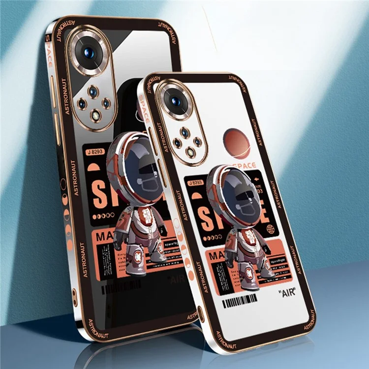 RZANTS Electroplating TPU Phone Case for Honor 50 , Spaceman Pattern Mobile Phone Cover - White