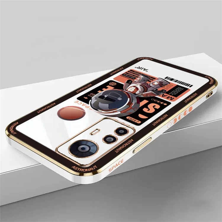RZANTS per Xiaomi 12T 5G / 12T Pro 5G / Redmi K50 Ultra 5G Custodia TPU con elettrodeposizione Motivo astronauta Custodia per telefono - Bianco