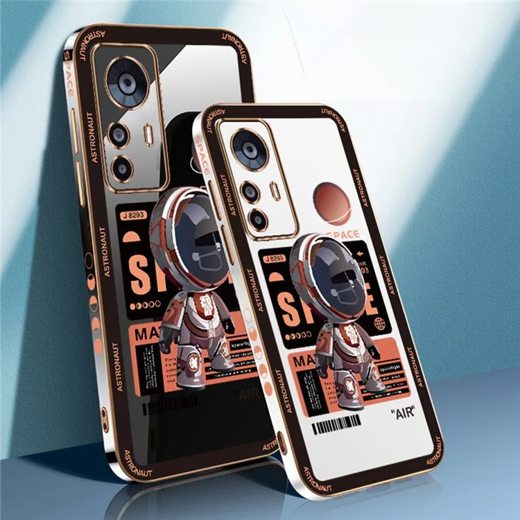 RZANTS per Xiaomi 12T 5G / 12T Pro 5G / Redmi K50 Ultra 5G Custodia TPU con elettrodeposizione Motivo astronauta Custodia per telefono - Bianco