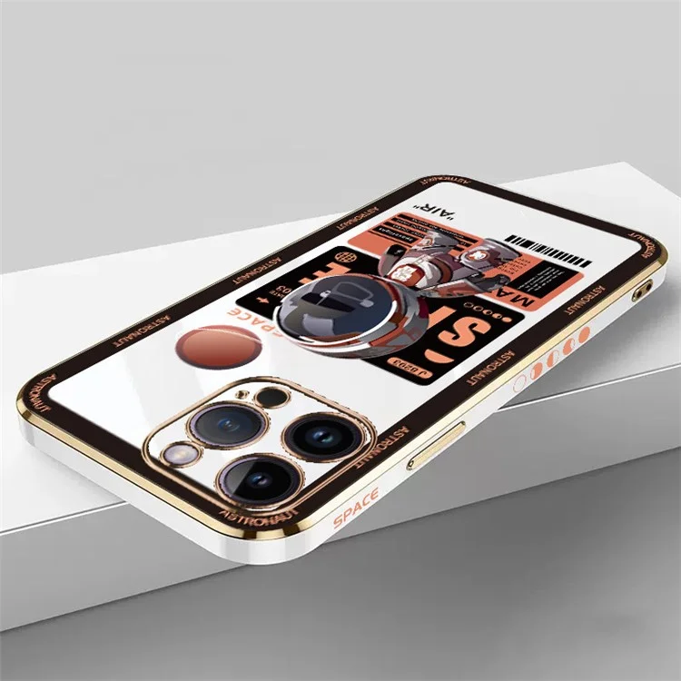 RZANTS For iPhone 13 Pro Max Spaceman Pattern Phone Case Electroplating Phone TPU Cover - White
