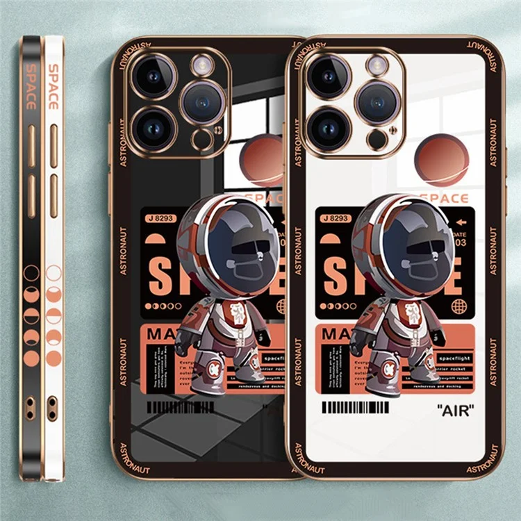 RZANTS For iPhone 13 Pro Max Spaceman Pattern Phone Case Electroplating Phone TPU Cover - White