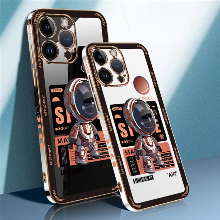 RZANTS For iPhone 13 Pro Max Spaceman Pattern Phone Case Electroplating Phone TPU Cover - White