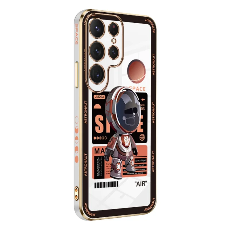 Capa de Telefone RZANTS TPU para Samsung Galaxy S21 Ultra 5G Padrão Eletronuvem Astronauta - Branco