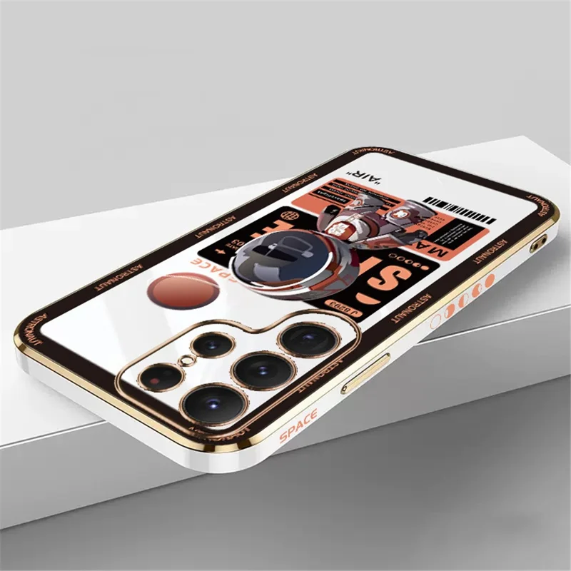 Capa de Telefone RZANTS TPU para Samsung Galaxy S21 Ultra 5G Padrão Eletronuvem Astronauta - Branco