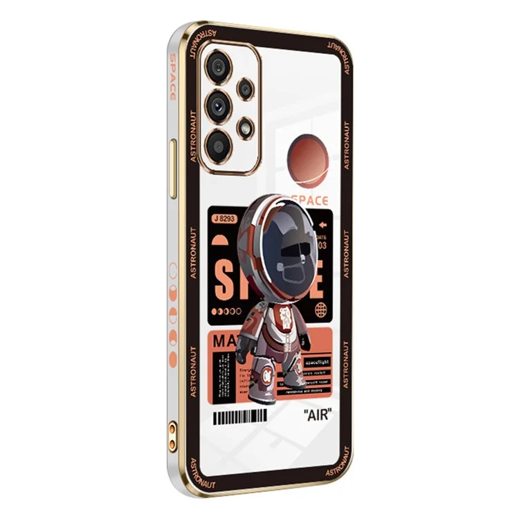 RZANTS Para Samsung Galaxy A73 5G Funda de Teléfono Suave de TPU Cubierta con Electrochapa Patrón de Astronauta - Blanco