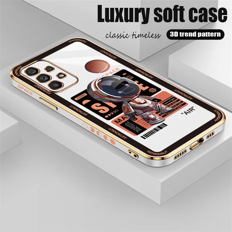 RZANTS Para Samsung Galaxy A73 5G Funda de Teléfono Suave de TPU Cubierta con Electrochapa Patrón de Astronauta - Blanco