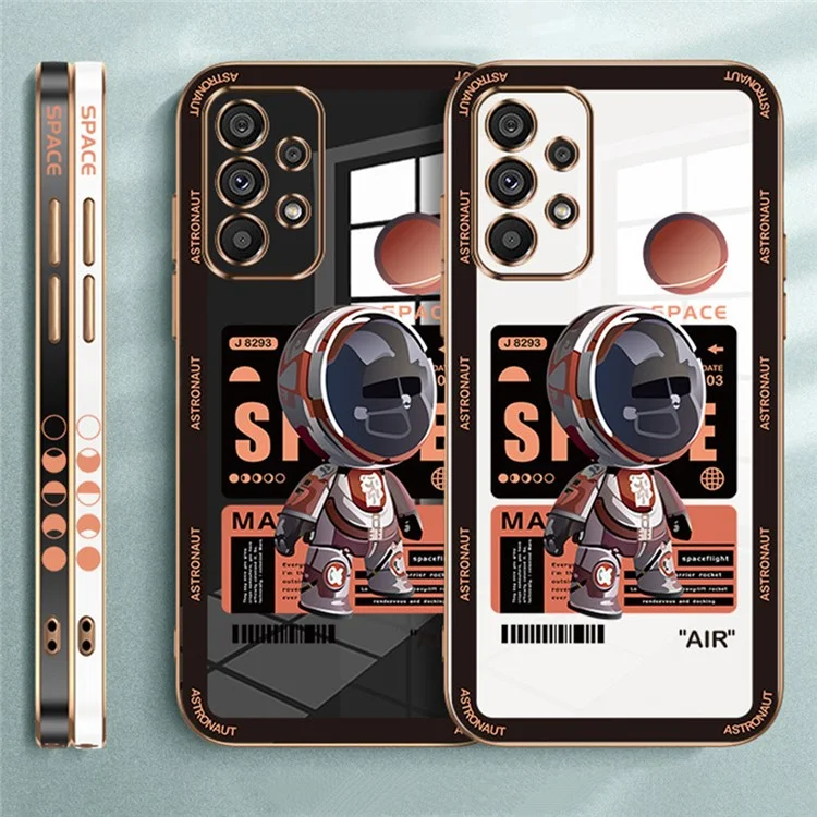 RZANTS Para Samsung Galaxy A73 5G Funda de Teléfono Suave de TPU Cubierta con Electrochapa Patrón de Astronauta - Blanco