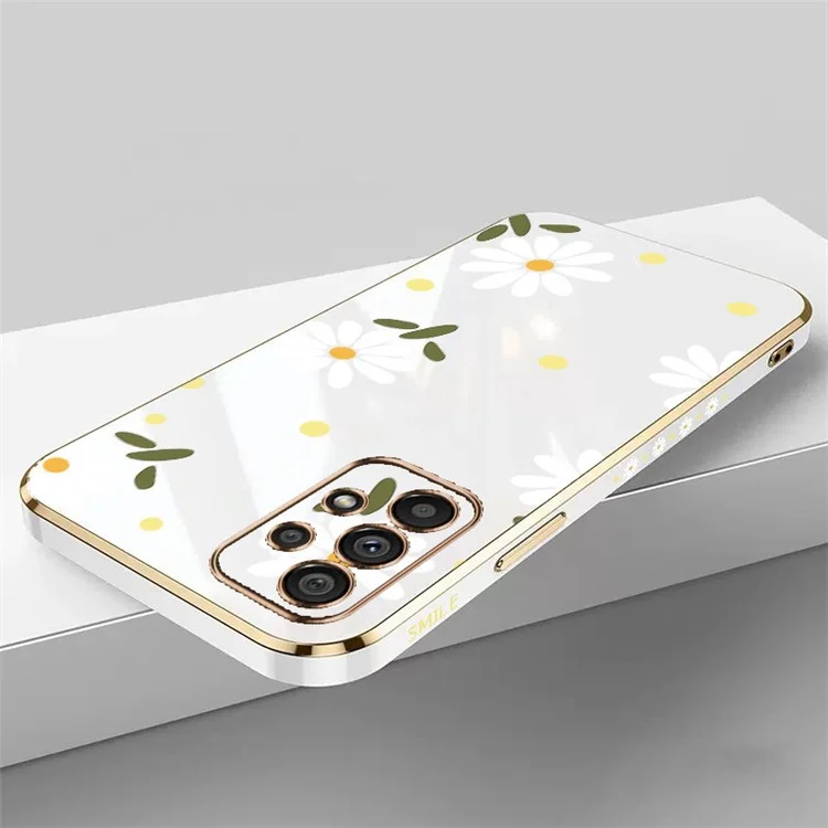 RZANTS Soft TPU Case for Samsung Galaxy A32 4G (EU Version), Patrón de Flor Electrochapa Antiarañazos Cubierta - Blanco