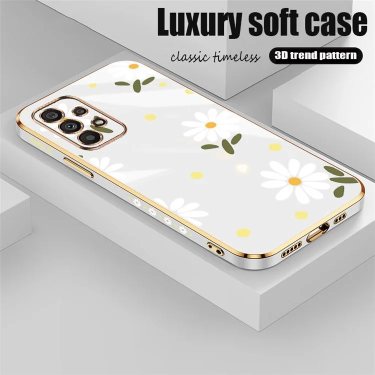 RZANTS Soft TPU Case for Samsung Galaxy A32 4G (EU Version), Patrón de Flor Electrochapa Antiarañazos Cubierta - Blanco