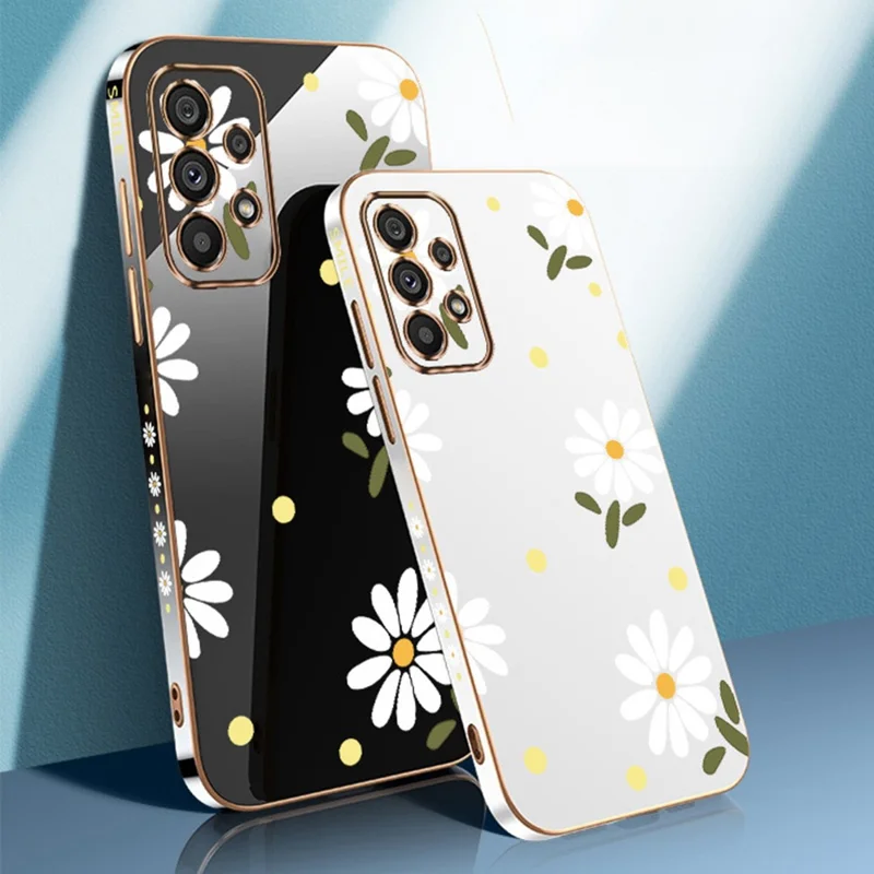 RZANTS For Samsung Galaxy A53 5G Electroplating Flower Pattern Case Flexible TPU Protective Phone Cover - White