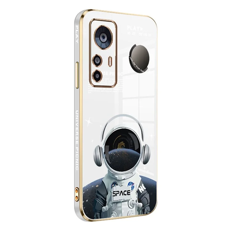 RZANTS TPU Back Case for Xiaomi 12T 5G / 12T Pro 5G / Redmi K50 Ultra 5G , Headphone Astronaut Pattern Electroplate Phone Cover - White