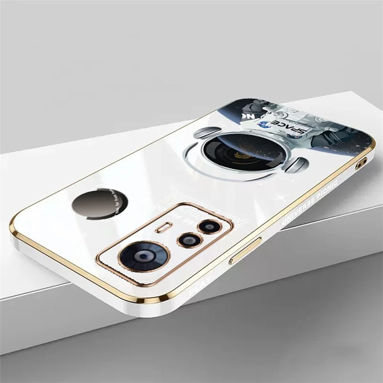 RZANTS TPU Back Case for Xiaomi 12T 5G / 12T Pro 5G / Redmi K50 Ultra 5G , Headphone Astronaut Pattern Electroplate Phone Cover - White