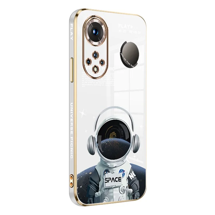 RZANTS For Honor 50 Soft TPU Shockproof Phone Case Headphone Astronaut Pattern Electroplated Design Cover - Branco