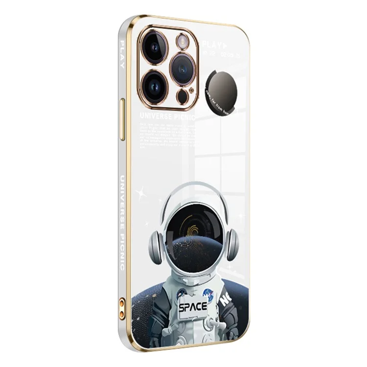 RZANTS per iPhone 13 Pro Max Telefono Custodia TPU Cuffia Astronauta Modello Elettroplaccato Copertura Telefono - Bianco