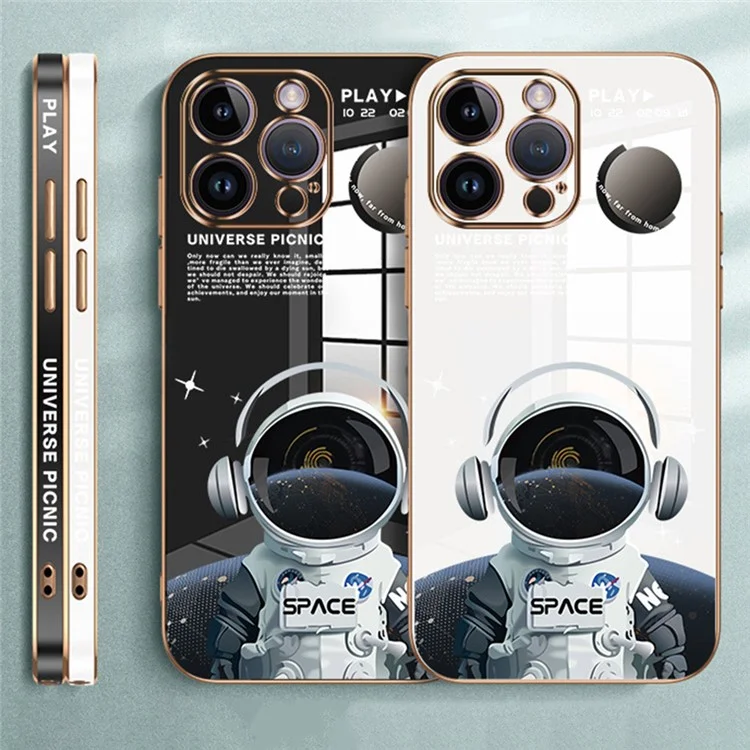 RZANTS per iPhone 13 Pro Max Telefono Custodia TPU Cuffia Astronauta Modello Elettroplaccato Copertura Telefono - Bianco