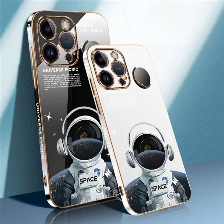 RZANTS per iPhone 13 Pro Max Telefono Custodia TPU Cuffia Astronauta Modello Elettroplaccato Copertura Telefono - Bianco