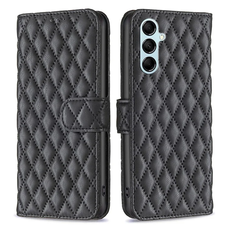 BINFEN COLOR BF Style-14 for Samsung Galaxy M14 5G Phone Case Leather Stand Wallet Phone Cover - Black