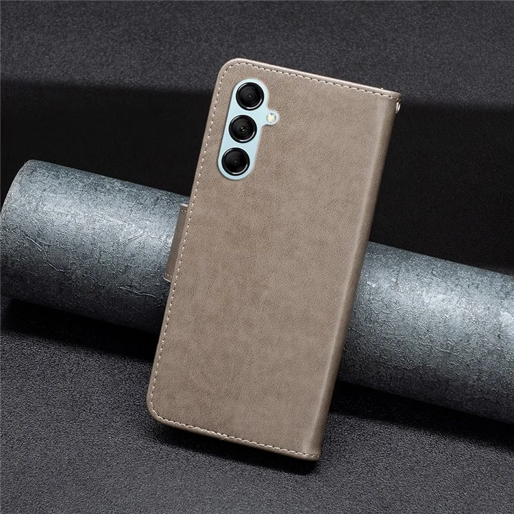 Per Samsung Galaxy M14 5G Custodia Portafoglio in Pelle con Supporto Butterfly Stampati Custodia per Telefono con Cinturino - Grigio