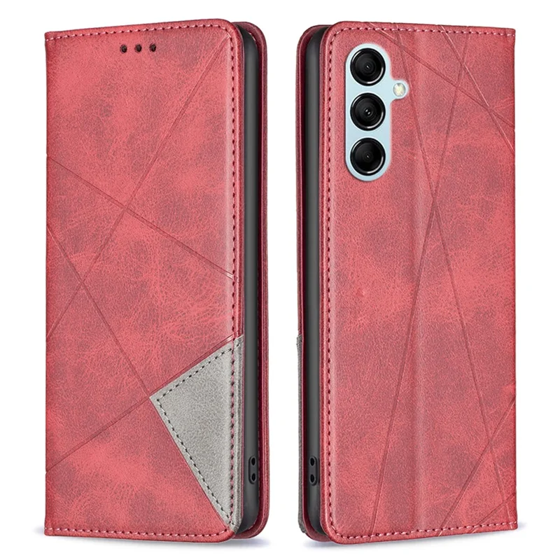 BF Imprinting Pattern Series-1 pour étui de téléphone Samsung Galaxy M14 5G avec support en cuir et porte-cartes - Rouge
