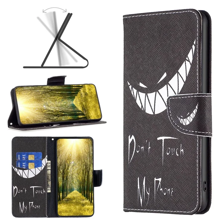 BF Pattern Printing Leather Series-1 Per Samsung Galaxy M14 5G Custodia in pelle per telefono Wallet Stand Smartphone Cover - Non toccare il mio telefono