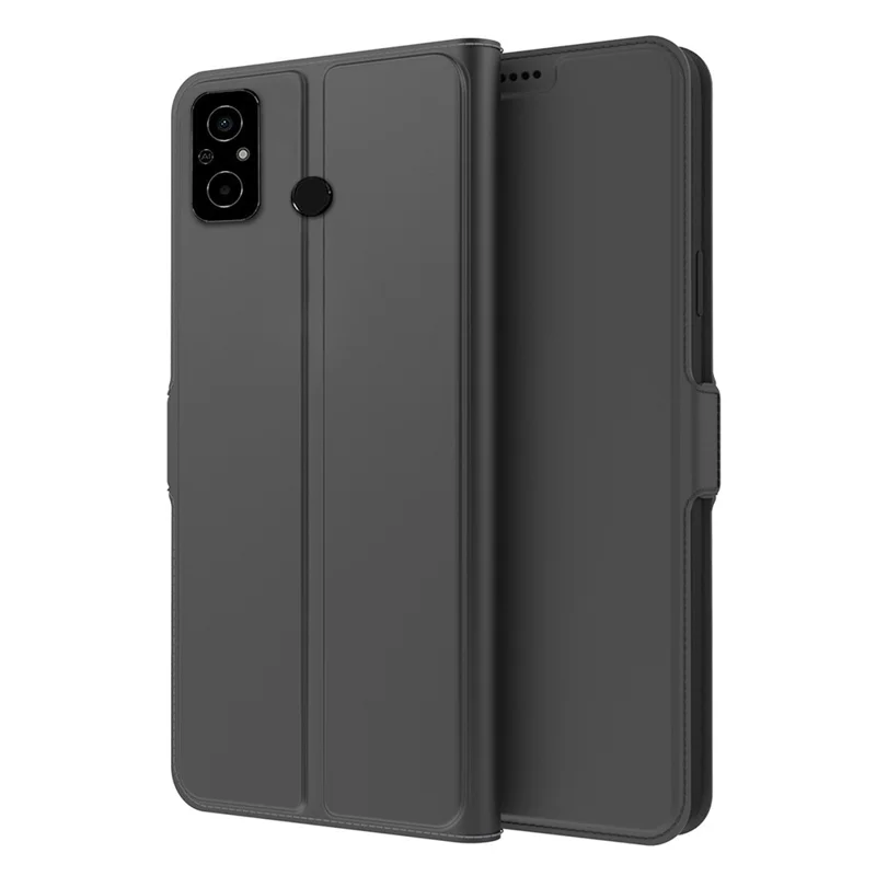 Para Xiaomi Poco C55 4G TPU+PU Capa de Telefone Magnética de Couro - Preta