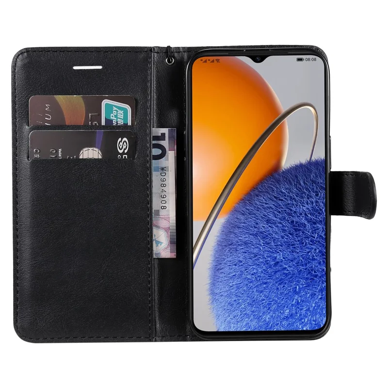 Custodia con supporto antiurto per Huawei nova Y61 4G / Enjoy 50z 4G Custodia in pelle PU monocolore con tracolla - Nero