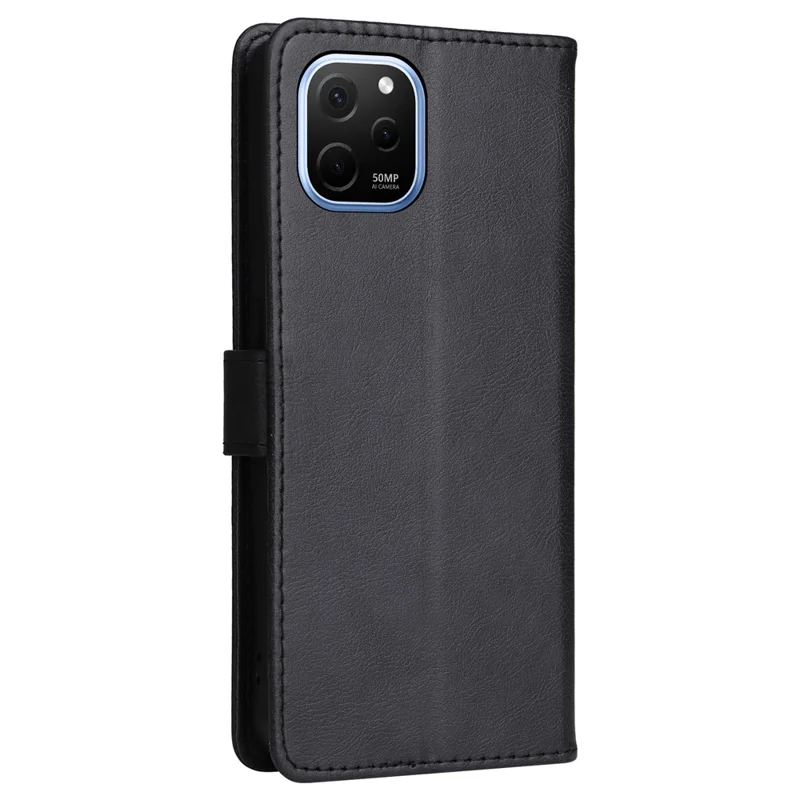 Custodia con supporto antiurto per Huawei nova Y61 4G / Enjoy 50z 4G Custodia in pelle PU monocolore con tracolla - Nero
