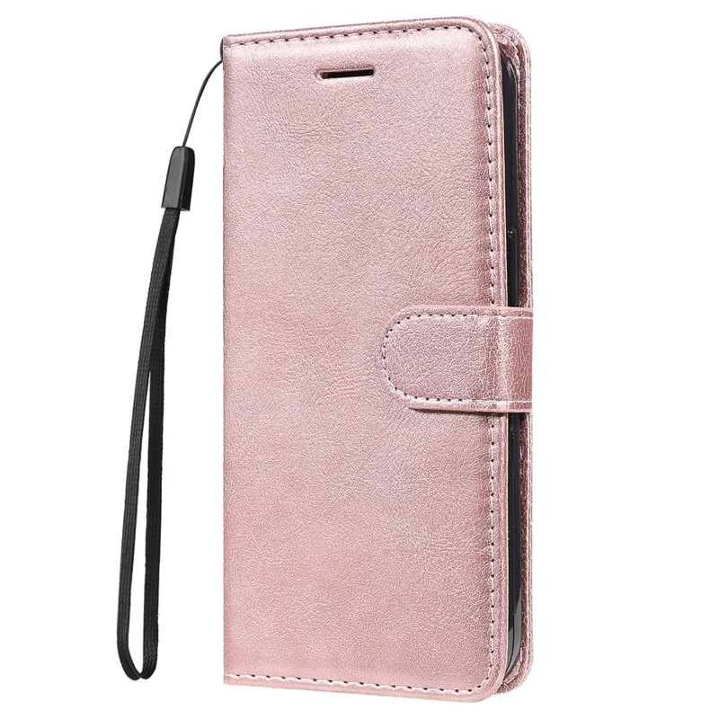 For Huawei nova 10 4G Case Solid Color Leather Mobile Cover Wallet Stand with Strap - Rose Gold