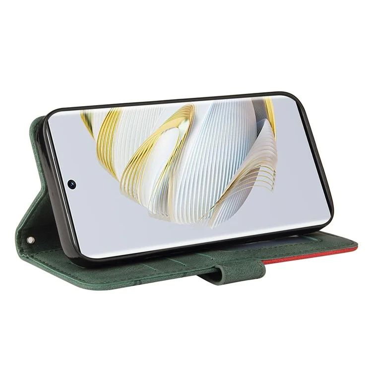 KT Leder-serie-1 Schocksichere Shell Für Huawei Nova 10 4G Stand Phone Hülle Brieftasche Dual-color-spleißleder Lederabdeckung - Grün