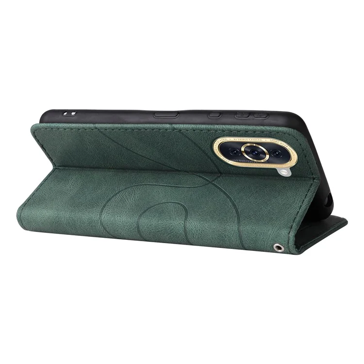 Étui de protection KT Leather Series-1 pour Huawei nova 10 4G, coque de téléphone avec support, portefeuille, style bicolore en cuir - Vert
