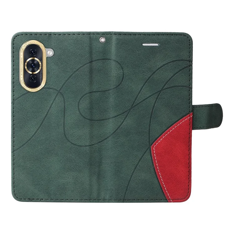 KT Leather Series-1 Shockproof Shell for Huawei nova 10 4G Stand Phone Case Wallet Dual-color Splicing Leather Cover - Green