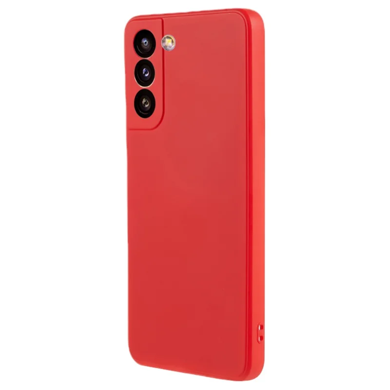 Para Samsung Galaxy S21 4G / 5G Carcasa trasera de TPU Forro de fibra Carcasa de teléfono celular con superficie de goma - Rojo
