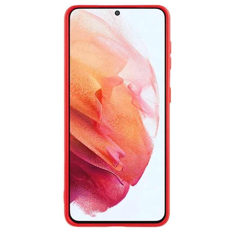 Para Samsung Galaxy S21 4G / 5G Carcasa trasera de TPU Forro de fibra Carcasa de teléfono celular con superficie de goma - Rojo