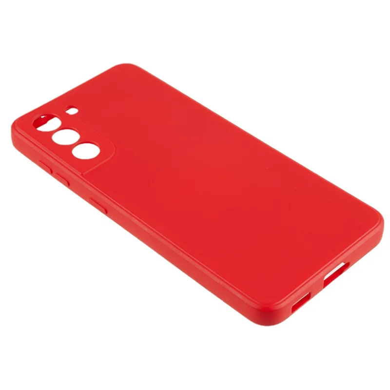 Para Samsung Galaxy S21 4G / 5G Carcasa trasera de TPU Forro de fibra Carcasa de teléfono celular con superficie de goma - Rojo