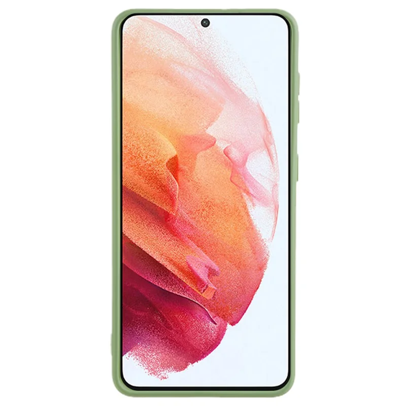 For Samsung Galaxy S21 4G / 5G Back Shell TPU Case Fiber Lining Rubberized Cell Phone Cover - Bean Green