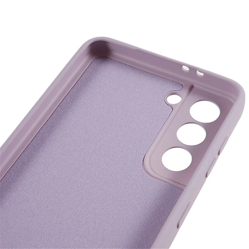 For Samsung Galaxy S21 4G / 5G Back Shell TPU Case Fiber Lining Rubberized Cell Phone Cover - Light Purple