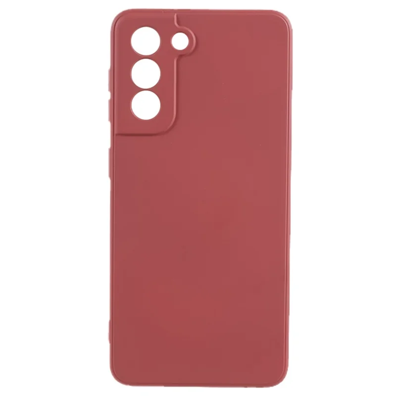 Pour Samsung Galaxy S21 4G / 5G Coque arrière en TPU Doublure en fibre Coque de téléphone cellulaire caoutchoutée - Rouge Aubépine