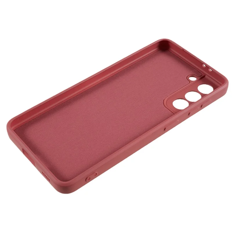 Pour Samsung Galaxy S21 4G / 5G Coque arrière en TPU Doublure en fibre Coque de téléphone cellulaire caoutchoutée - Rouge Aubépine