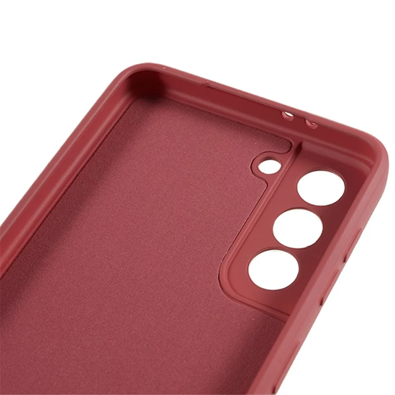 Pour Samsung Galaxy S21 4G / 5G Coque arrière en TPU Doublure en fibre Coque de téléphone cellulaire caoutchoutée - Rouge Aubépine
