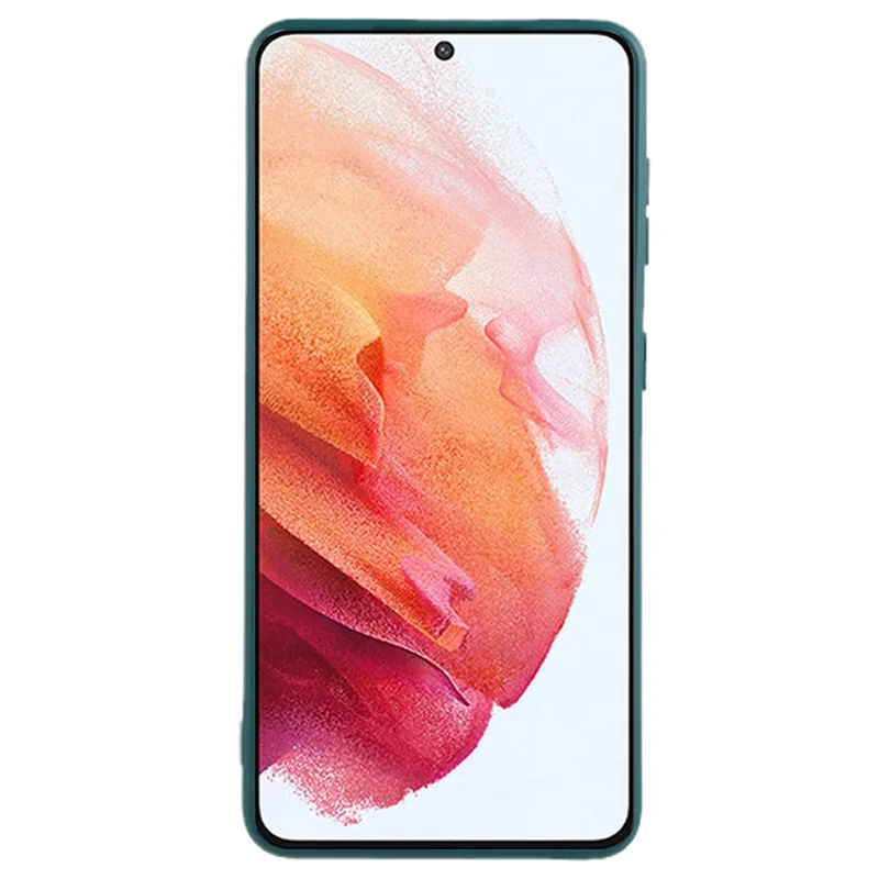 For Samsung Galaxy S21 4G / 5G Back Shell TPU Case Fiber Lining Rubberized Cell Phone Cover - Army Green