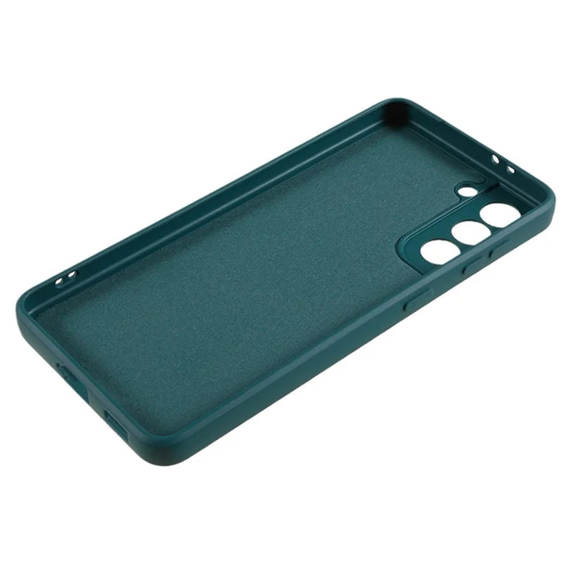 For Samsung Galaxy S21 4G / 5G Back Shell TPU Case Fiber Lining Rubberized Cell Phone Cover - Army Green