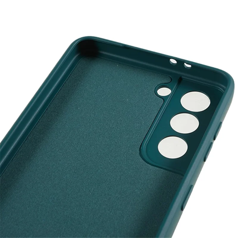 For Samsung Galaxy S21 4G / 5G Back Shell TPU Case Fiber Lining Rubberized Cell Phone Cover - Army Green