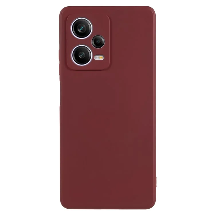 For Xiaomi Redmi Note 12 Pro 5G Scratch Resistant TPU Case Fiber Lining Rubberized Protective Phone Cover - Wine Red