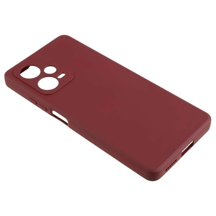 For Xiaomi Redmi Note 12 Pro 5G Scratch Resistant TPU Case Fiber Lining Rubberized Protective Phone Cover - Wine Red