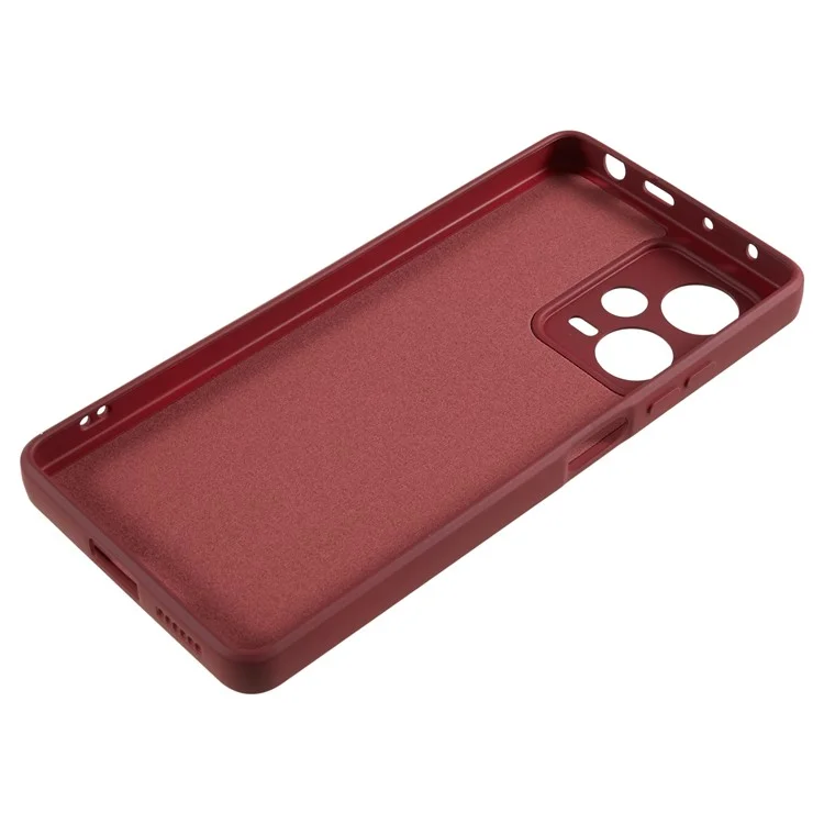 For Xiaomi Redmi Note 12 Pro 5G Scratch Resistant TPU Case Fiber Lining Rubberized Protective Phone Cover - Wine Red