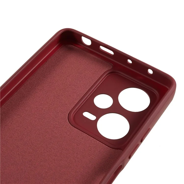 For Xiaomi Redmi Note 12 Pro 5G Scratch Resistant TPU Case Fiber Lining Rubberized Protective Phone Cover - Wine Red